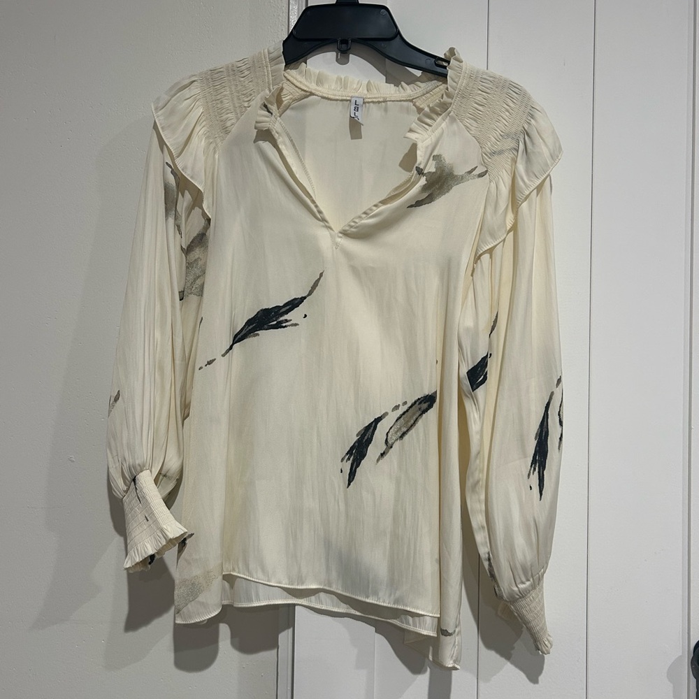 Black and cream satin blouse
